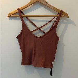 Vuori Women's Rusty Pink Ribbed Strappy Top, NWT